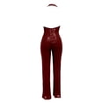 thumbnail image 4 of Women's Shiny Stand Collar Jumpsuit Straight Trousers Nightclub Wear, 4 of 5