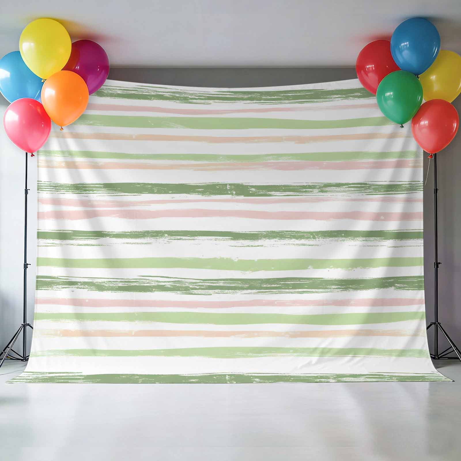 Green Pink Stripes Backdrop for Photography, Gradient Geometric Smear Art Paint Photo Backdrop Portrait Background Party Banner Photo Backgrounds for Studio Booth Props, 7x5ft
