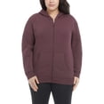 thumbnail image 3 of Danskin Women's Kangaroo Pockets Cotton Blend Soft Brushed Fleece Casual Active Full Zip Hoodie-Red / S, 3 of 4