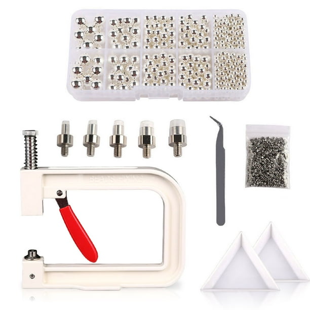 Máquina de ajuste de perlas Botones de remache Tapa de fijación de plástico Camisa Pantalones Chaqueta Kit de herramientas manuales Hecho a mano DIY Accesorio de ropa Tipo 27 4-10 mm
