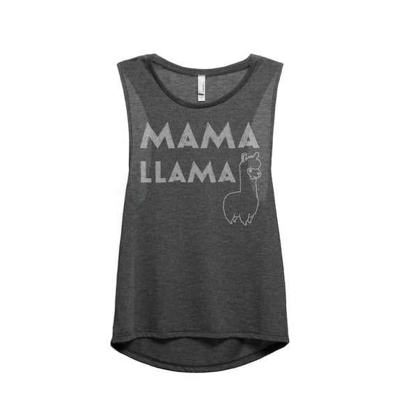 Thread Tank Mama Llama Women's Sleeveless Muscle Tank Top Charcoal Small