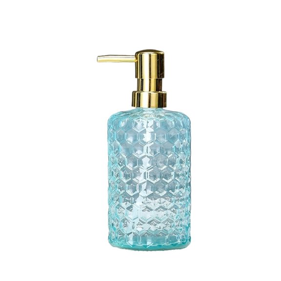 Soap Dispenser For Home/hotel/bathroom Glass Press Lotion Bottle 500ml Transparent Cylindrical Blue /Gray/ Green/ Yellow