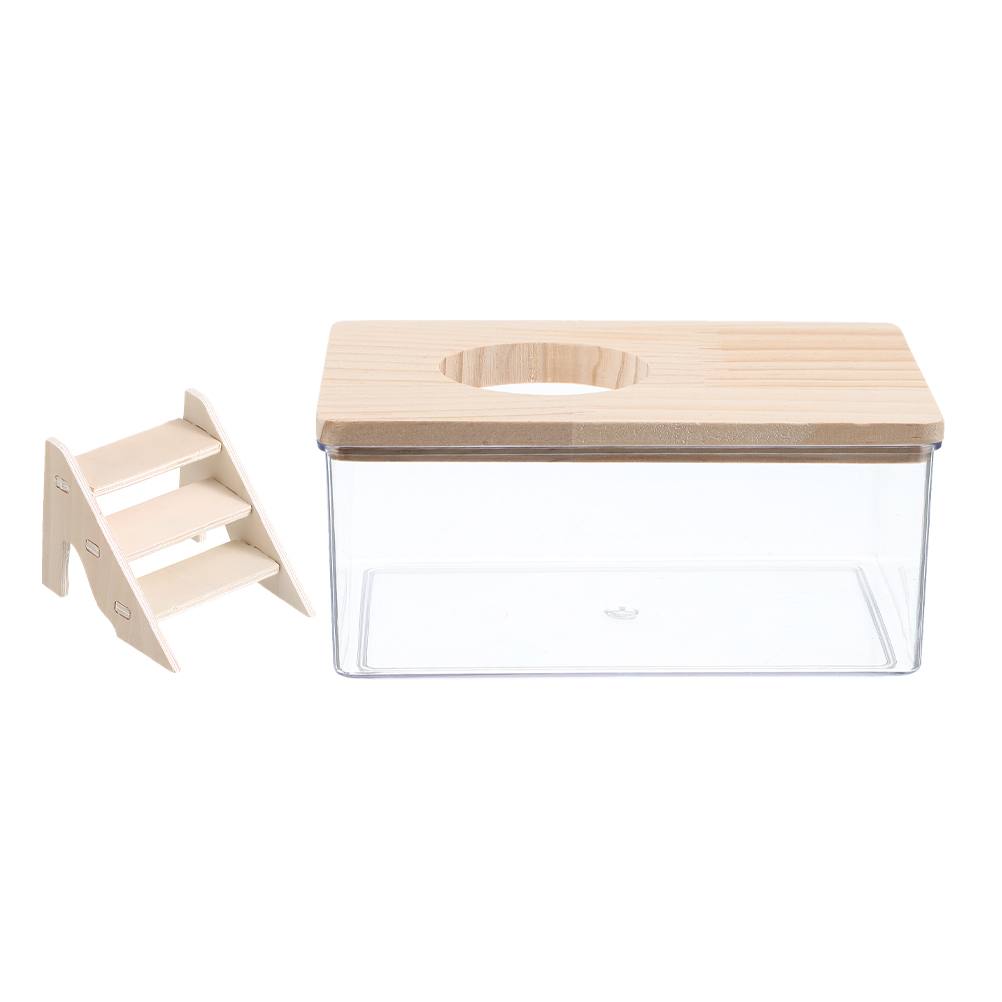 HONMEET Small Pet Dust Bath Box with Transparent Khaki Sand for Chinchillas, Gerbils, Hamsters, and Rodents Grooming Care