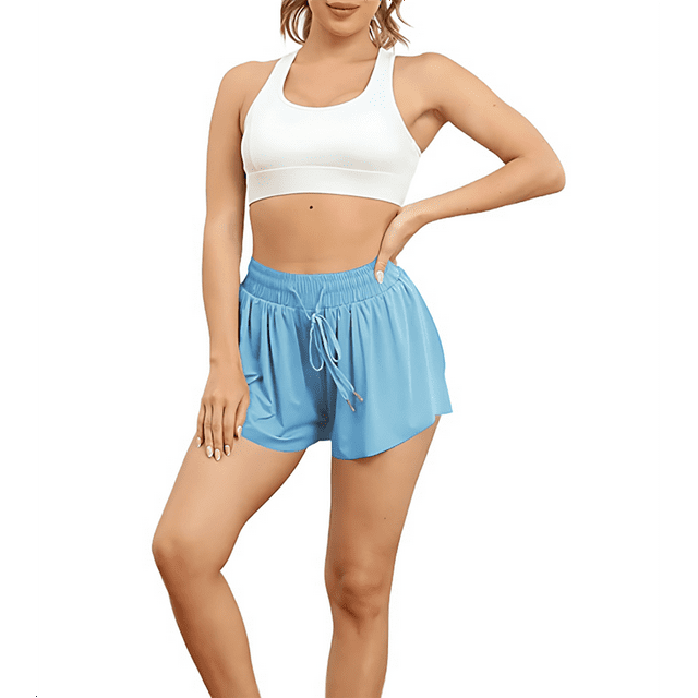Pantalones Cortos Deportivos para Mujer, para Gimnasio, Yoga, Correr, Tenis, Falda Pantalón, Ropa Informal de Verano. Azul M