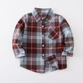 thumbnail image 2 of Odeerbi Toddler Boys Girls Plaid Shirt Plaid Flannel Shacket Jacket Fashion Casual Button Down Long Sleeve Cotton Shirt Light Blue, 2 of 3