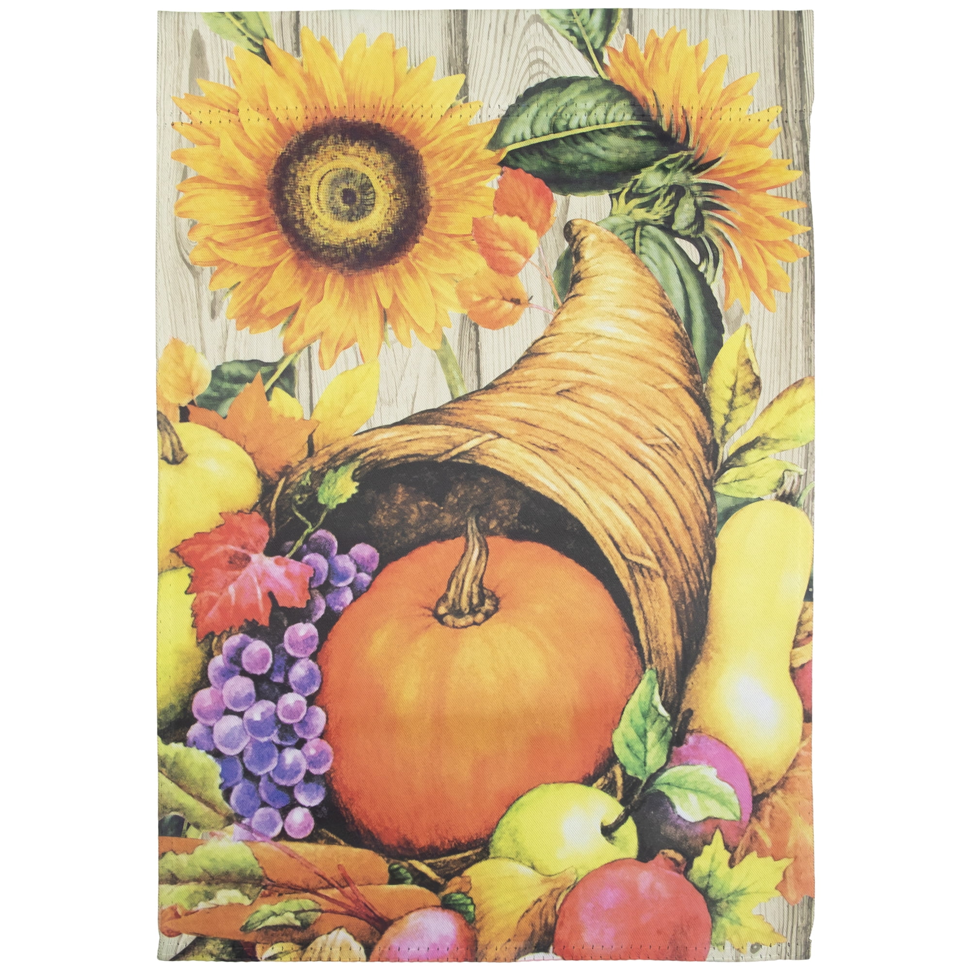 Cornucopia and Flowers Autumn Harvest Flag 12.5" x 18-Inch"