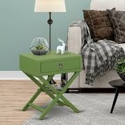 East West Furniture Hamilton Square Night Stand End Table With Drawer in Clover Green Finish
