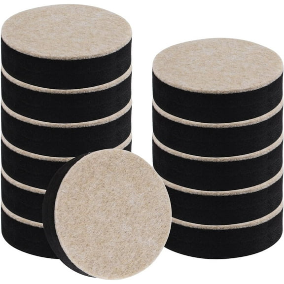 12Pcs Felt Furniture Pads 2/3" Self-Adhesive EVA Foam Furniture Bed Riser with Felt Pad Round Table Sofa Cabinet Lift Chair Leg Floor Protector (Black, Dia.63mm)