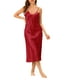 thumbnail image 2 of INSPIRAR CHIC Vestidos de Noche Largos de Satén para Mujeres con Escote en V y Tirantes de Espagueti, Pijamas de Seda, Vestido L Rojo, 2 of 5