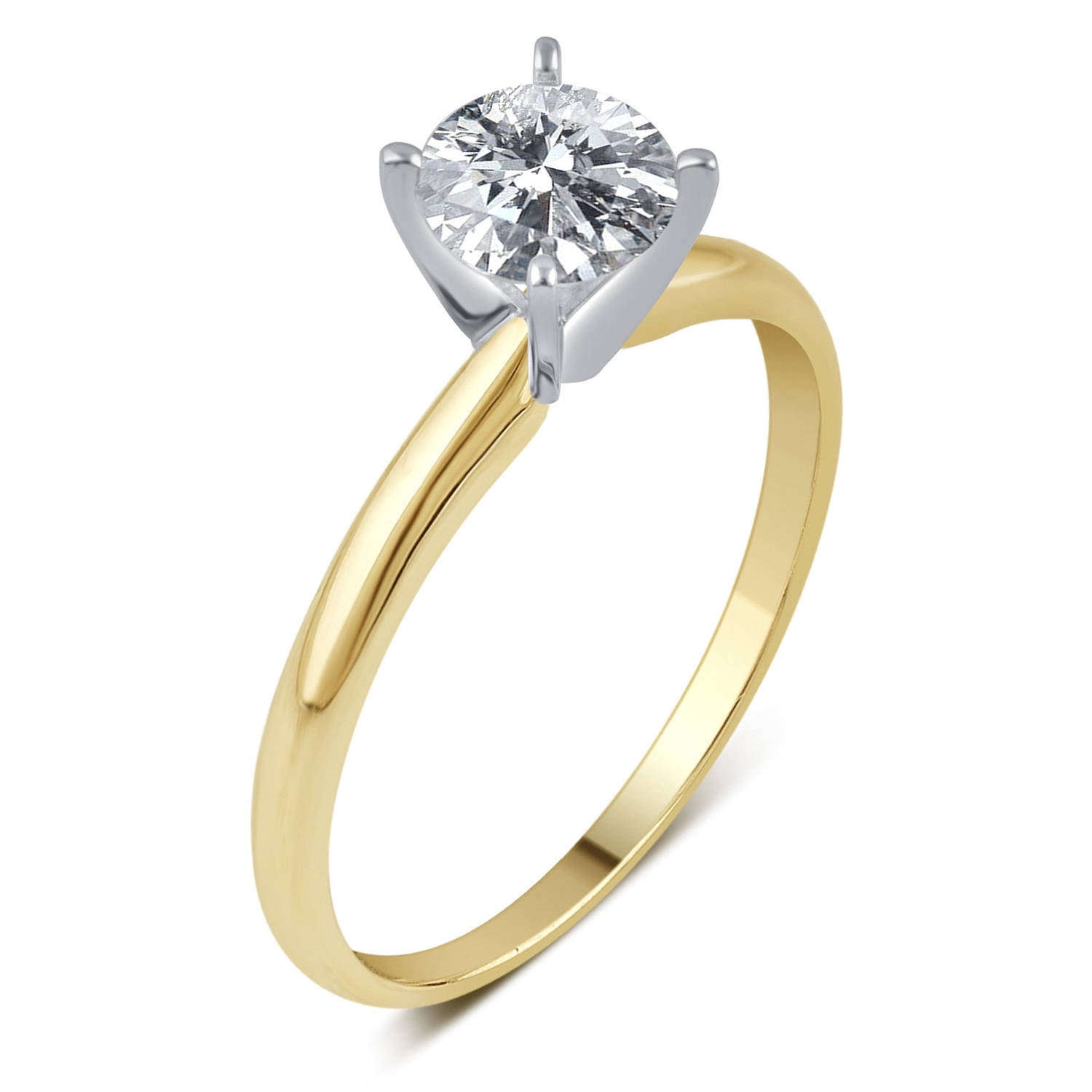 1.20 Ct Hearts and Arrows White Created Sapphire 14K Yellow Gold Engagement Solitaire Ring 