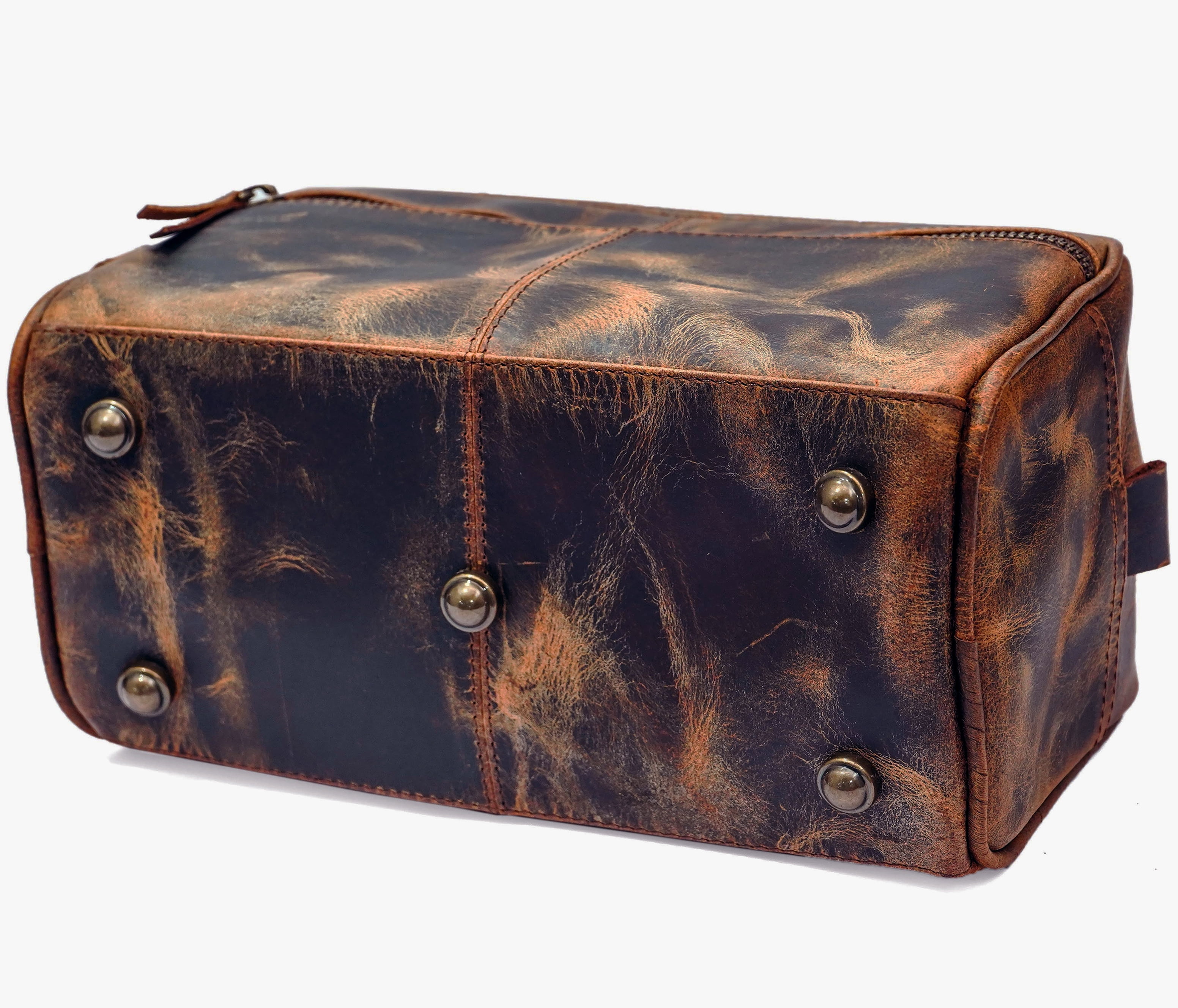 Jaald Leather Toiletry Bag Dopp Kit for Men & Women Travel Groomsmen Gift Makeup Organizer Zippered Cosmetic Pouch Toiletries Storage Case