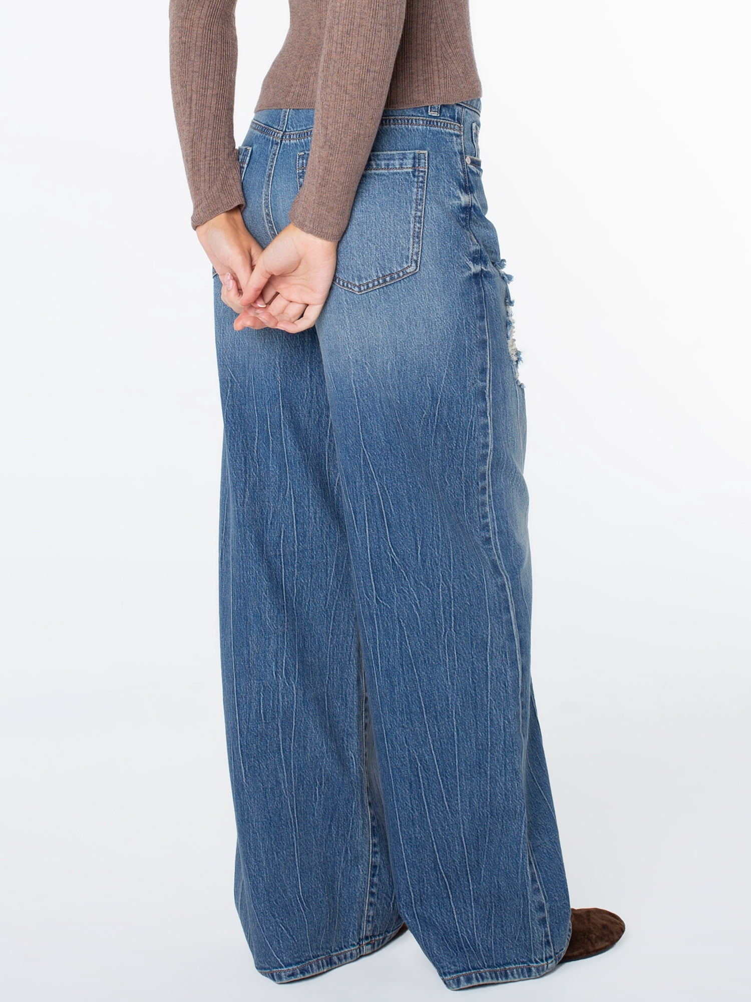 Celebrity Pink Women's and Women's Plus Relaxed High Rise Wide Leg Jeans, Sizes 1-24