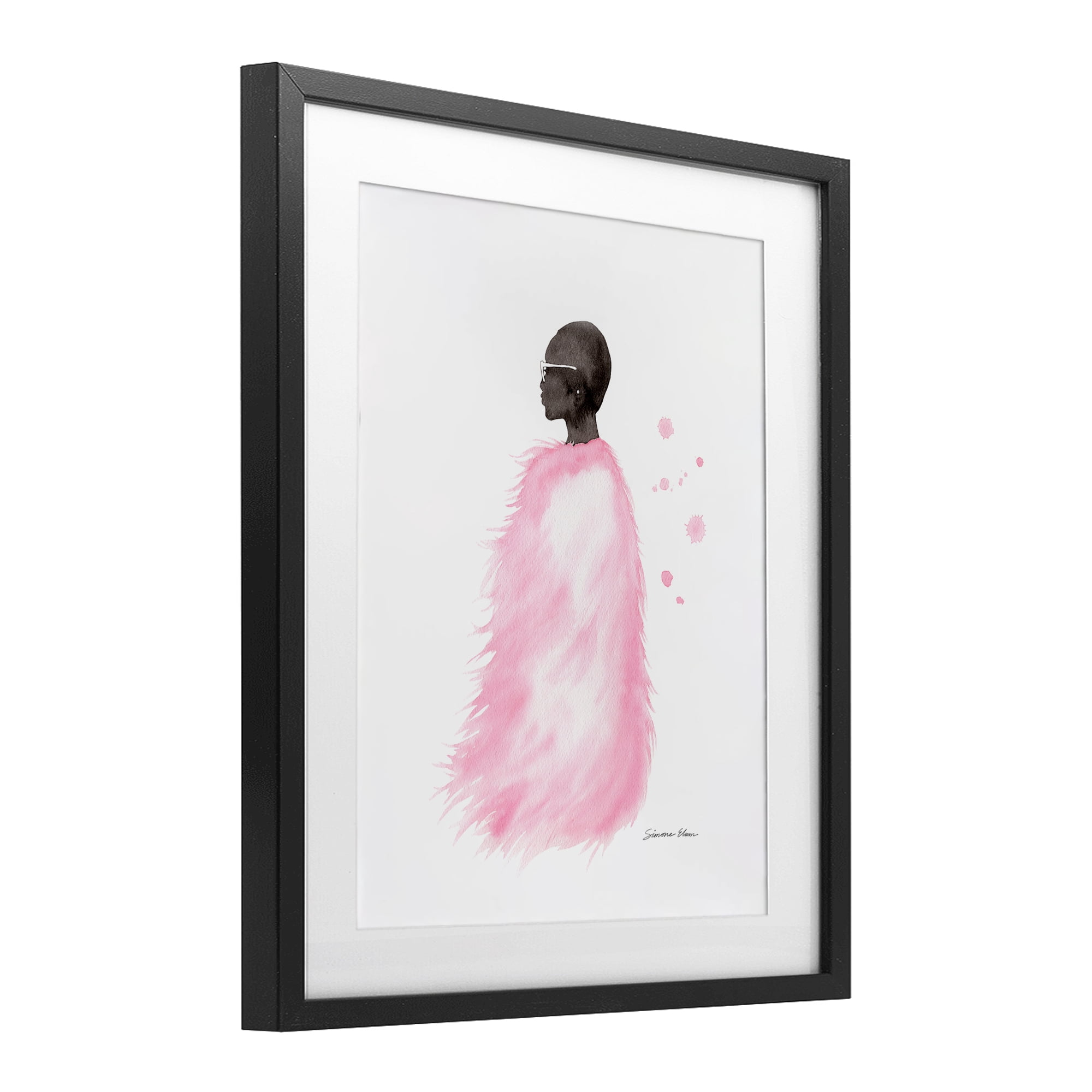 Stupell Industries Pink Fur Coat Portrait Black Framed Print Under Glass, design by Simone Elum