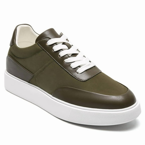 CMR CHAMARIPA Elevator Shoes For Men - Olive Green Nubuck Casual Sports Shoes 7CM / 2.76 Inches
