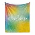 thumbnail image 1 of Pride Soft Flannel Fleece Throw Blanket, Romantic Hand Written Words on an Abstract Backdrop with LGBT Community Elements, Cozy Plush for Indoor and Outdoor Use, 50" x 70", Multicolor, by Ambesonne, 1 of 6