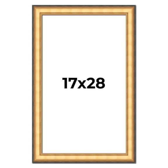17x28 Frame Gold Plein Aire Solid Wood Picture Frame Width 2 Inches | Interior Frame Depth 0.5