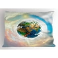 thumbnail image 1 of Earth Pillow Sham Vibrant Colorful Image of Planet Earth Vivid Continents Swirling Clouds Ecology Theme, Decorative Standard King Size Printed Pillowcase, 36 X 20 Inches, Multicolor, by Ambesonne, 1 of 2
