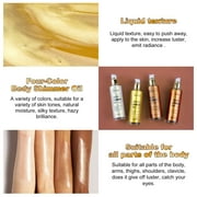 Ikzee Body Shimmer Oil, Liquid Highlighter Golden Brown Shimmer Body Oil, Long Lasting & Smooth Natural Matte Finish for Dry Face and Body Highlight Makeup Party
