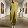 thumbnail image 2 of Jumpsuits for Women Workwear Romper Stripe Zipper Casual Stand Collar Short Sleeve Wide Leg Jumpsuit Loose Elastic Cuffed Jogger One Piece Jumpsuit, 2 of 6