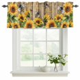 thumbnail image 2 of Sunflower Bee Valances for Windows, Decorative Rod Pocket Window Valance Curtains, Farmhouse Brown Wooden Botanical Floral Short Curtain Drapes for Kitchen/Living Room, 2 Panels, 54" W x 18" L, 2 of 8