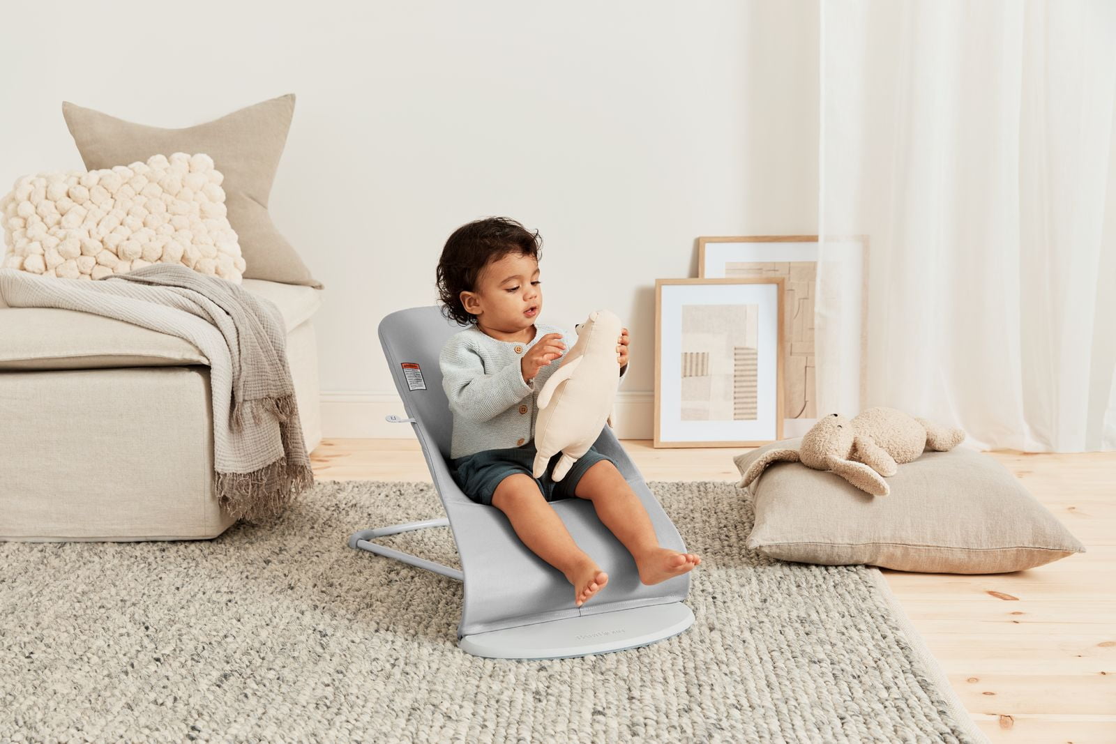 BabyBjorn Bouncer Bliss Baby Bouncer, Petal Quilt, Light Grey, 1 Piece