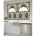 thumbnail image 4 of Red Teal Brown Southwestern Swag Valance and Tier Curtains 24'' Length Set, Ethnic Geometric Boho Retro Light Filtering Kitchen Curtains, Tier Curtain Valances for Bathroom/Living Room/Bedroom/Café, 4 of 6
