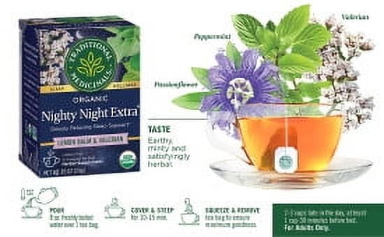 Traditional Medicinals, Organic Nighty Night Extra Valerian Root Herbal Tea Bags, 16 Count