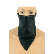 Leather Bandana Biker Face Mask Neck Warmer Lined with Fleece Velcro Closure