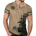 thumbnail image 1 of Adult Men Polo Shirt Short Sleeve Button Tees Shirt Basic Brown T Shirts for Man, 1 of 9