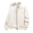 thumbnail image 4 of Winter Jackets for Men Hoodless Solid Color Zip Collar Jacket Loose Casual Long Sleeve Windbreaker Outerwear with Pockets Fashion Commute Coat, 4 of 9