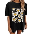 thumbnail image 4 of Faldas Cortas para Mujeres, Impresión de Flores Casual Oversized Camiseta de Manga Corta Top Hecho de 95% Poliéster 5% Spandex para Primavera Verano, Falda Corta de Verano, 4 of 7