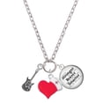 thumbnail image 1 of Delight Jewelry Silvertone Rock Star Guitar - Red Heart Nurse Strong Zoe Necklace, 1 of 4