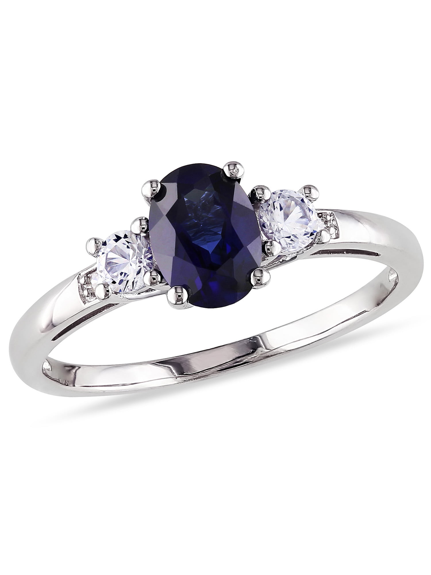 Tangelo - 1-3/5 Carat T.G.W. Oval and Round-Cut Created Blue and White ...