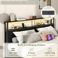 thumbnail image 2 of ChVans Queen Bed Frame with LED Storage Headboard, Heavy Duty Metal Platform Bed with 4 Drawers, Charging Station, 1000 lbs Capacity, No Box Spring Needed, 2 of 7