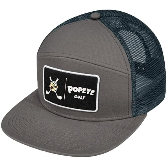 Popeye Golf Tradesman Mesh Adjustable Snapback Trucker Hat Charcoal Gray