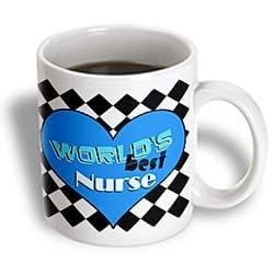 3dRose Worlds Best Nurse - Blue, Ceramic Mug,