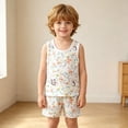 thumbnail image 4 of Amidoa Toddler Boys Girls 2 Piece Outfits Summer Clothes Graphic Cute Tank Top and Casual Shorts Kids Clothing Sets Multicolor Size 2T, 4 of 7