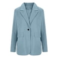 thumbnail image 5 of JSheng Women's Casual Suit Coat Fashion Solid Button Suit Coat Long Sleeve Hatless Casual Coat with Fake Pocket Design Light Blue XL, 5 of 5