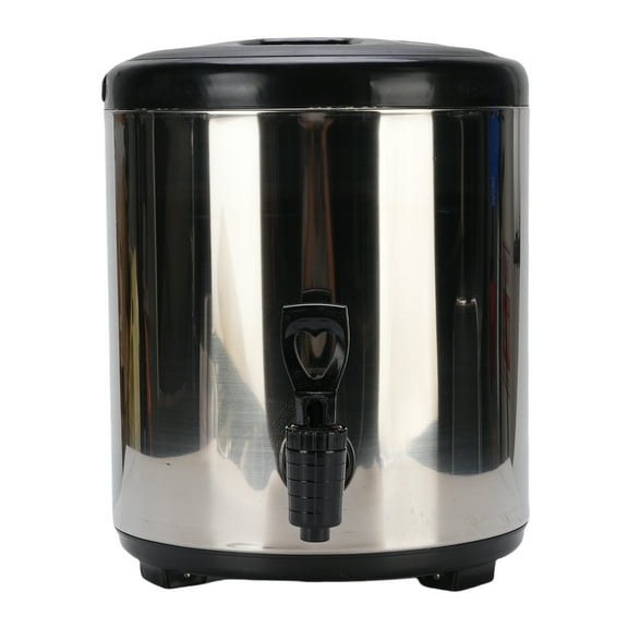 Stainless Steel Drink Dispenser - Portable Insulated Beverage Server for Hot/Cold Milk Tea, Juice & Soup, Silver