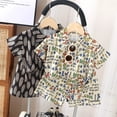 thumbnail image 2 of Nuevo conjunto de manga corta para niños 2025, conjunto de camisa de manga corta para playa, traje de dos piezas, modelo masculino, ropa de dormir, traje de pijama, 2 of 5