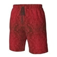 thumbnail image 4 of Adobk Vintage Burgundy Print Men's Swim Trunks Hawaiian Bathing Suit Swimsuits Beach Shorts with Pockets-3X-Large, 4 of 6