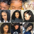 thumbnail image 2 of 13x4 Bob Water Wave lace Front Wigs Human Hair Pre Plucked For Black Women 16 Inch Brazilian Hair Short Bob Lace Frontal Wigs 150% Density Natural Black, 2 of 7