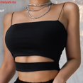 thumbnail image 4 of Moda Sexy Spaghetti Strap para escamar Topos De talla grande para mujer casual color sólido crop Tee Camisa De damas sin Mangas tank Tops Plus Size, 4 of 4
