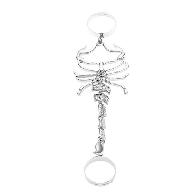 Anillo gótico con cadena Anillo de dedo dorado Anillos punk con articulación Conjunto de anillos llamativos para Halloween para mujeres y niñas