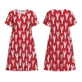thumbnail image 3 of Bixox Robe d'Été à Manches Courtes pour Femmes Robe Ample Longueur Genou avec Poches-Fantôme Dessin Animé, 3 of 7
