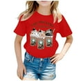 thumbnail image 1 of WEAIXIMIUNG Vêtements pour Enfants Filles 7-8 École Enfants Filles Mignon Mode Imprimé Col Rond Manches Courtes Tee Été Décontracté T-Shirt Ample Hauts Confortables, 1 of 5