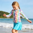 thumbnail image 4 of Lanbubble Girls Swimsuit Rash Guard Set 2 Piece Long Sleeve Bathing Suit Swim Skirt with Shorts 7-8 Years, 4 of 9