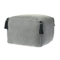 thumbnail image 4 of LR Home Small Tassels Striped Indoor Square Pouf, Gray/Ivory, 18" x 18" x 14", 4 of 6