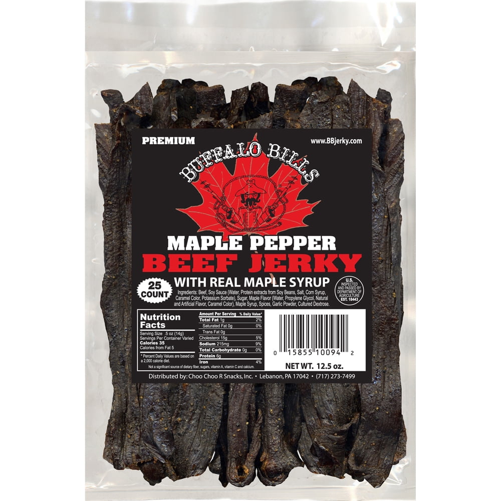 Buffalo Bills Maple Pepper Beef Jerky 1 Bag Starter Kit (1 bag and 1 jar)