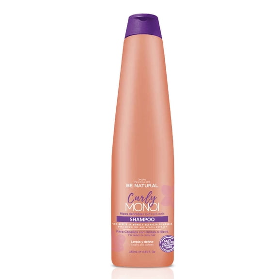 Placenta Life Be Natural CURLY MONOI Shampoo for Wavy or Curly hair. Perfect Waves and Curls- With Monoi Oil- Moisturizing- Natural look- Salt, Sulfates & Parabens FREE 350 ml. /11.83 fl.oz.